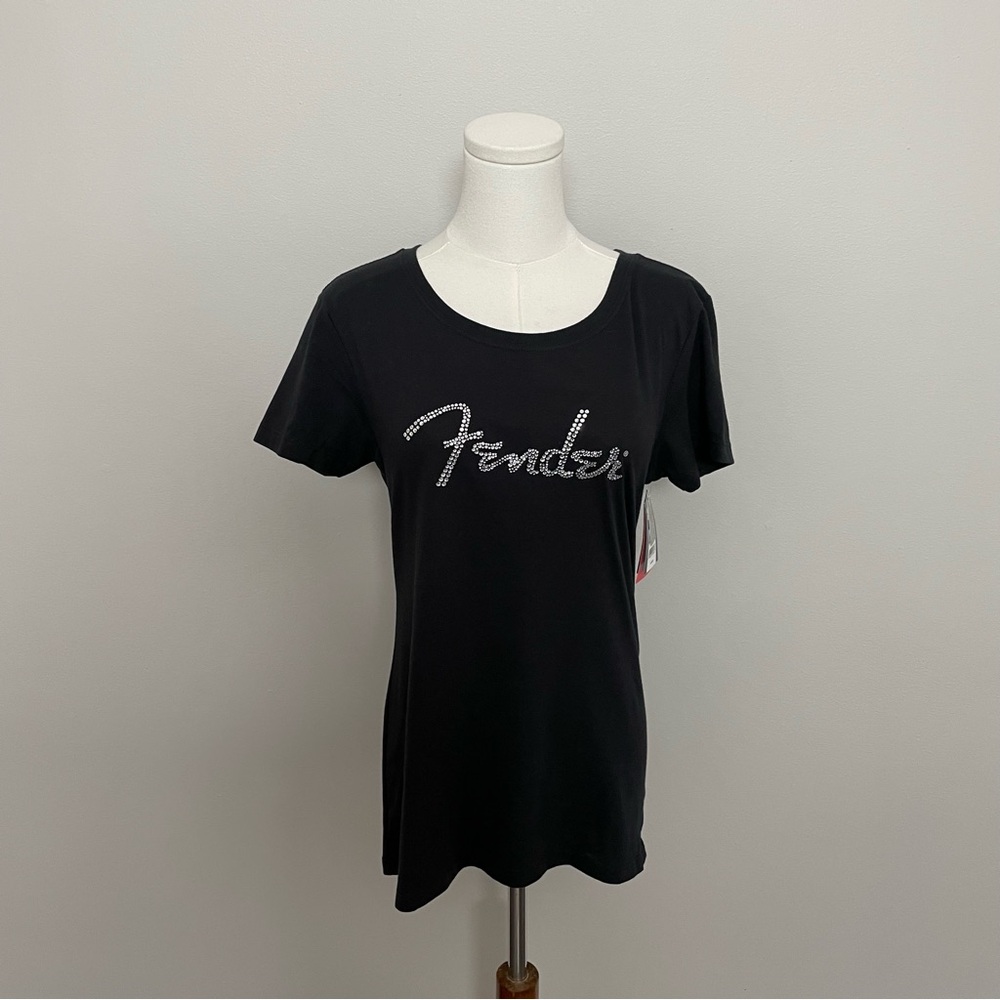 Hard Rock Cafe Tee Shirt Niagara Falls Fender Rhinestone Gems Sparkle Black